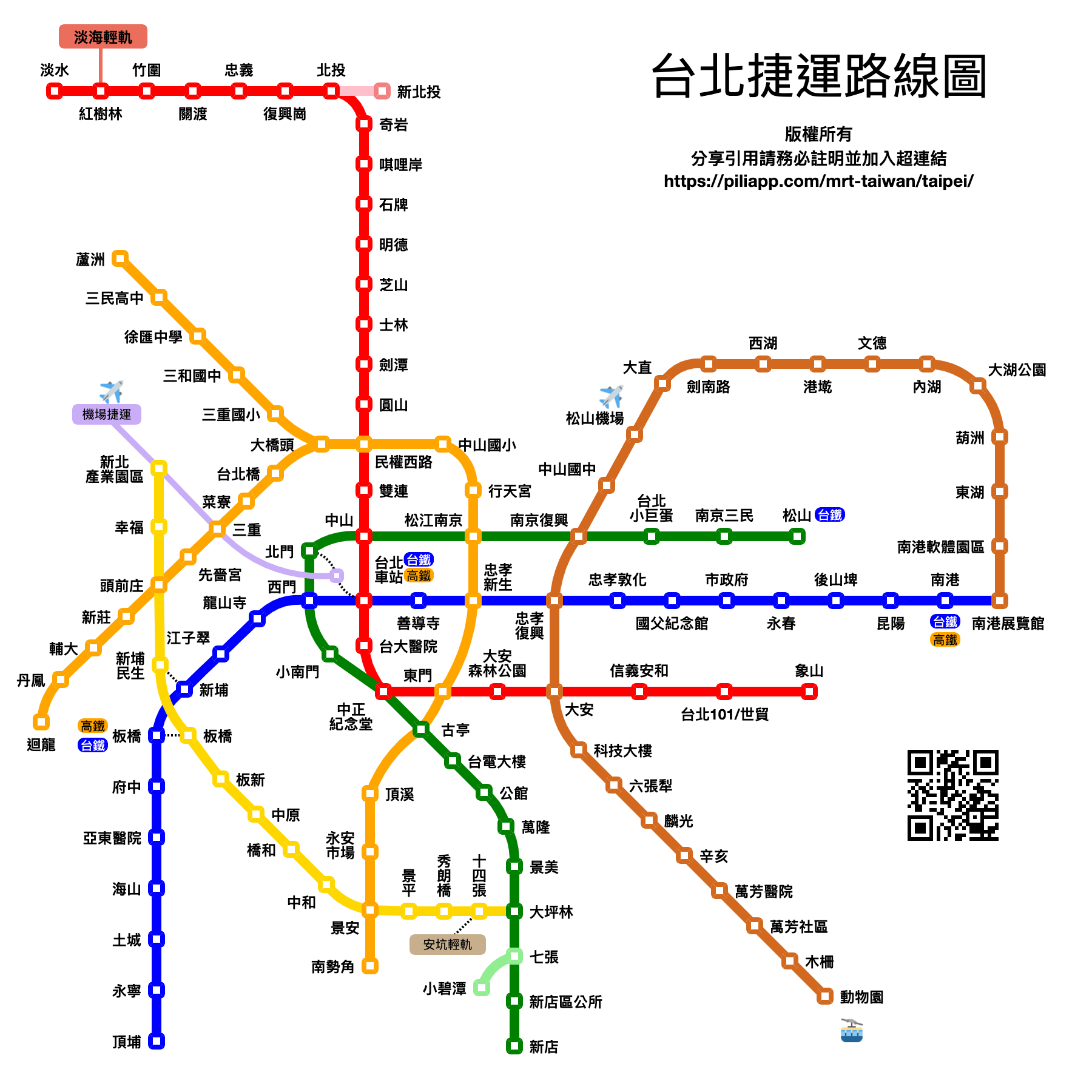 台北捷運路線圖(圖片出自「工具邦」)