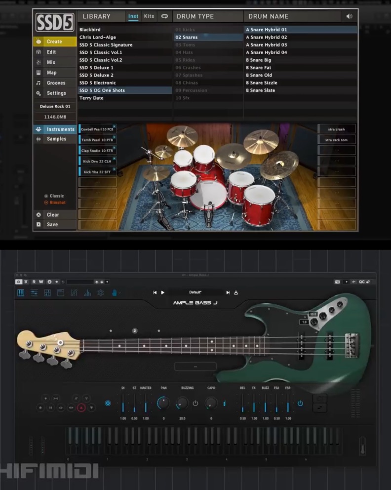 還買了鼓跟貝斯音源……